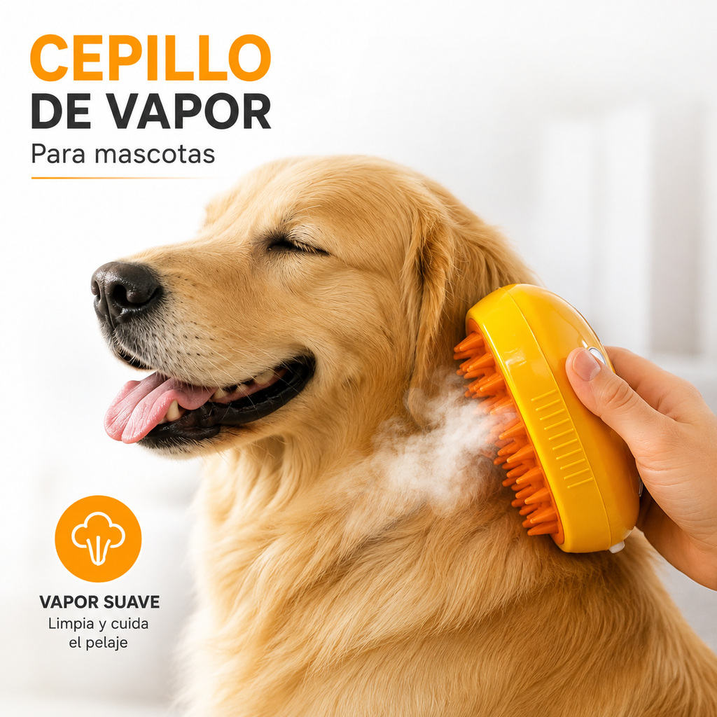 Cepillo de vapor para mascotas - quita el pelo suelto al instante