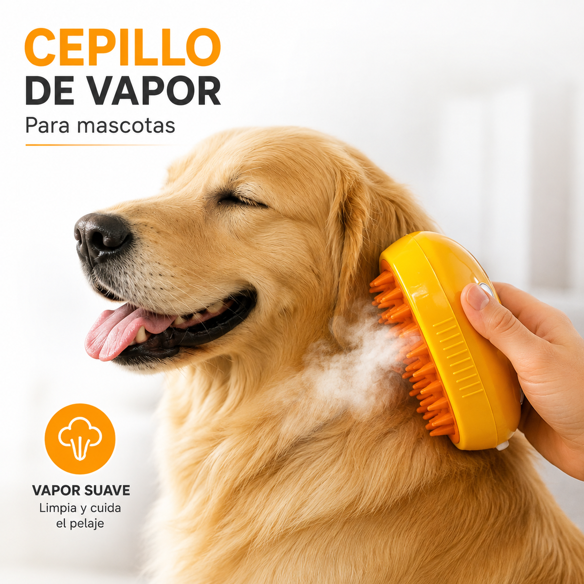 Cepillo de vapor para mascotas - quita el pelo suelto al instante
