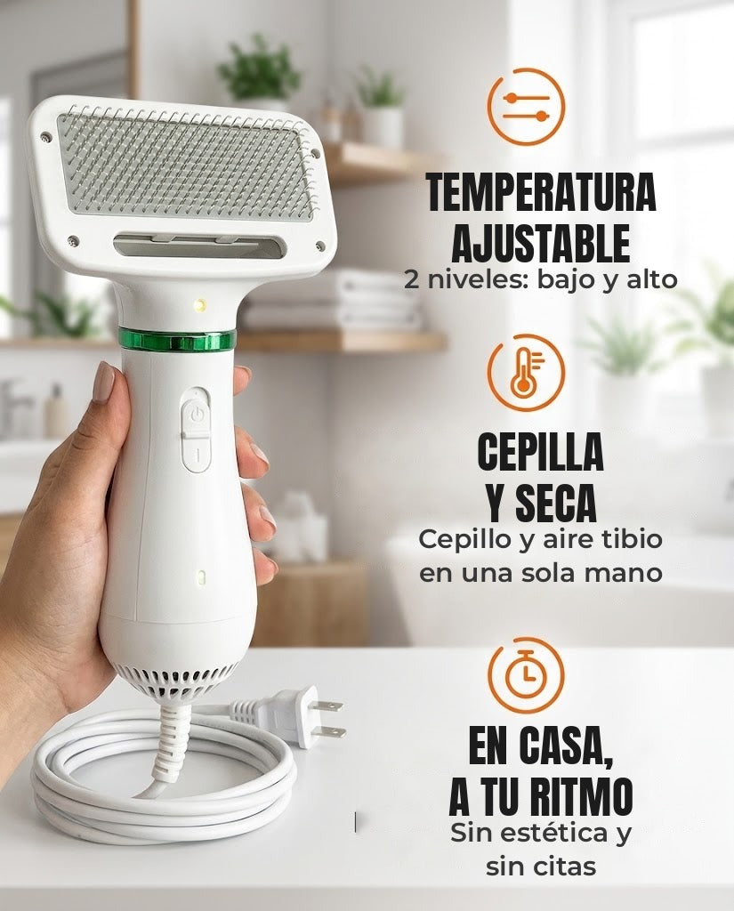 Cepillo Secador para Perros y Gatos 2 en 1